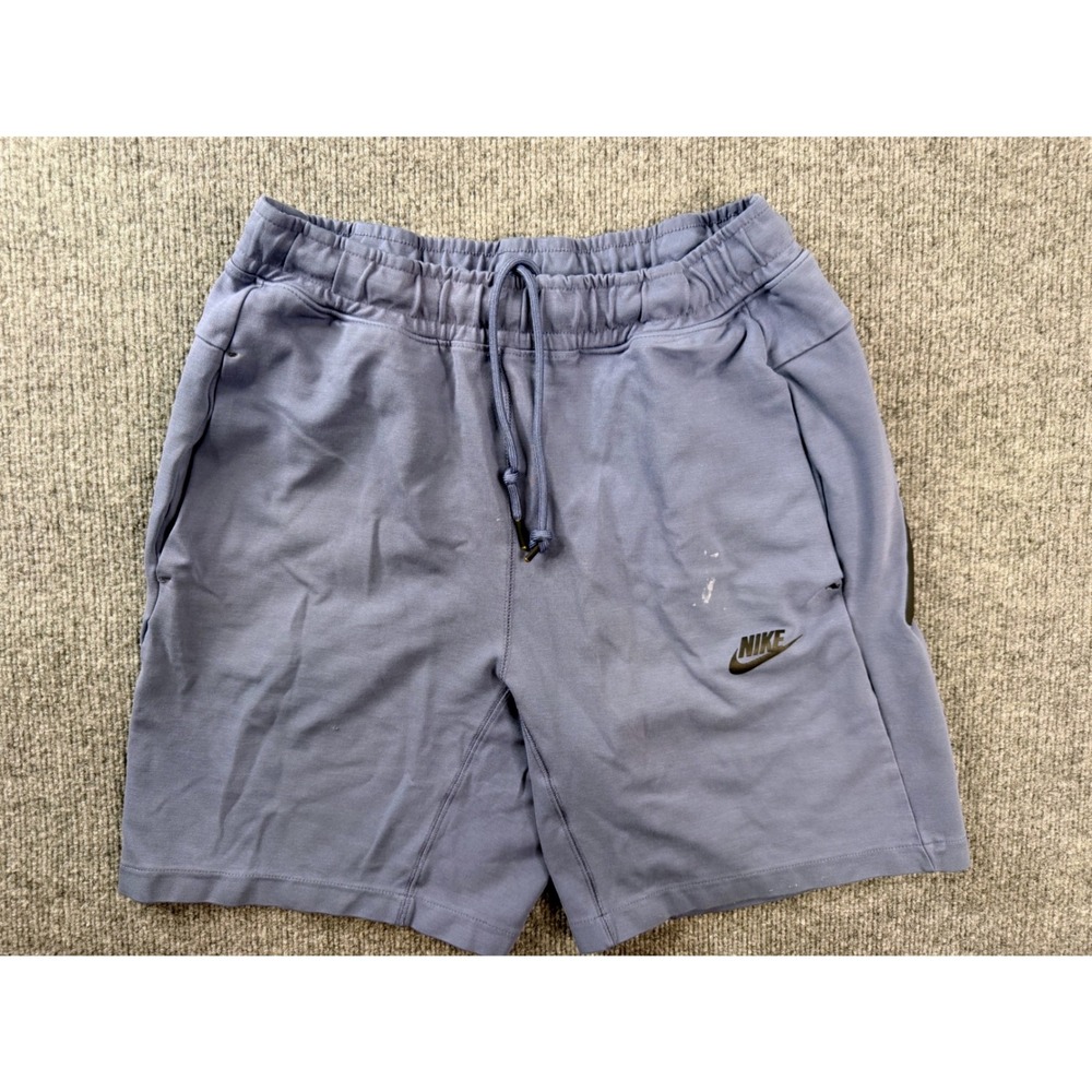 Nike Mens Small Blue Rayon Blend Tech Fleece Athletic Shorts Drawstring Stained